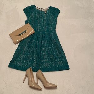 Mimi Chica green lace dress with nude slip size m